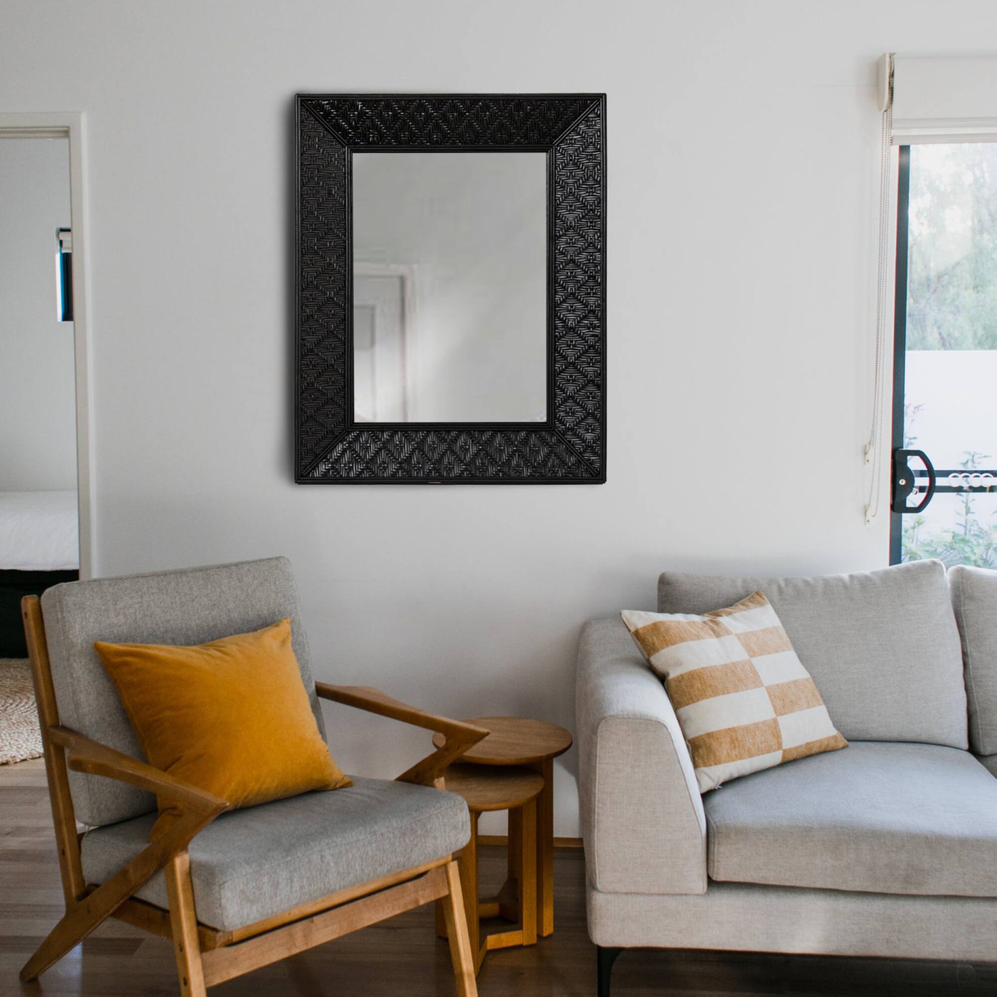 Hello Honey® 25.5" Handwoven Rattan Rectangle Wall Mirror